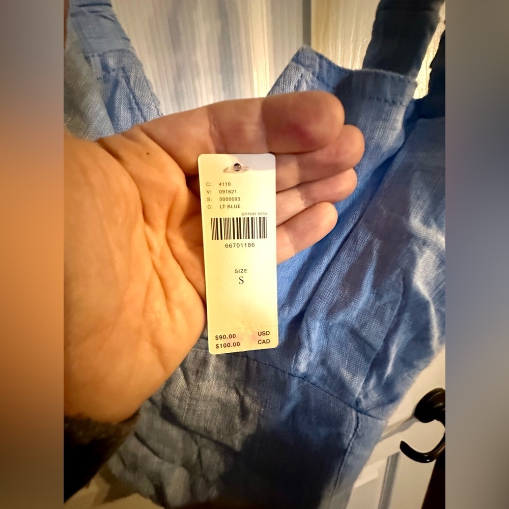 ‼️RARE‼️🎸ANTHROPOLOGIE🎸🔥NWT🔥Utility Linen Corset Top in Blue— S - Picture 11 of 14